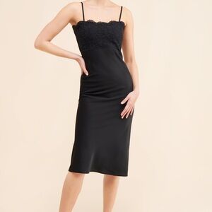 Elegant Black Lace Slip Dress- 4SI3NNA